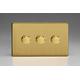 Varilight V-Pro Screwless Brushed Brass 3 Gang LED Trailing Edge Dimmer Switch 1 or 2 Way