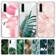 Coque de téléphone transparente de luxe pour Huawei couverture de fleur de cuir chevelu vert