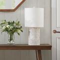 Hampton Hill Ashbourne Embossed Floral Resin Table Lamp in Cream - Olliix FB153-1174