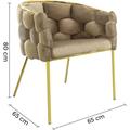 Fauteuil rembourré baloon bubble effet velours Arabella avec structure gold Couleur: tourterelle