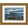 Looney Hollice 18x13 Gold Ornate Wood Framed with Double Matting Museum Art Print Titled - California-Pacific Grove-Ocean View Drive-Dreamy View of Boulders in the Ocean Surf