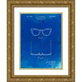 Borders Cole 19x24 Gold Ornate Wood Framed with Double Matting Museum Art Print Titled - PP541-Faded Blueprint Ray Ban Horn Rimmed Glasses Patent Poster