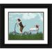 Fab Funky 14x12 Black Ornate Wood Framed with Double Matting Museum Art Print Titled - Beagle Scooter