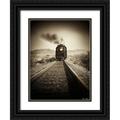 Drost David 19x24 Black Ornate Wood Framed with Double Matting Museum Art Print Titled - Train Arrival II