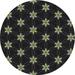 Ahgly Company Indoor Round Patterned Black Novelty Area Rugs 8 Round