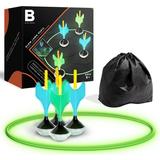 Black Series Glow in the Dark Soft Tip Lawn Darts Game Set Outdoor Family Toy For Kids & Adults Includes Portable Storage Bag for BBQ Backyard Beach Tailgate