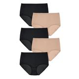 Plus Size Women's Nylon Brief 5-Pack by Comfort Choice in Nude Black Pack (Size 16) Underwear