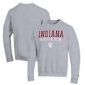 Men's Champion Gray Indiana Hoosiers Soccer Stack Logo Powerblend Pullover Sweatshirt