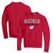Men's Champion Red Wisconsin Badgers Wrestling Stack Powerblend Pullover Sweatshirt