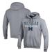 Men's Champion Gray Michigan Wolverines Wrestling Stack Logo Powerblend Pullover Hoodie