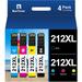 212XL Ink Cartridges for Epson 212 Ink 212 XL 212XL T212XL Ink Cartridges for Printers Epson Workforce WF-2850 WF-2830 Expression Home XP-4100 XP-4105 (Black Cyan Magenta Yellow 4-Pack)