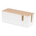 Cable Ties Organizer Anti-dust Wires Storage Box Cable Management Box with Bamboo Lid