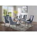 ACME Finley Dining Table, Clear Glass & Mirrored Silver Finish - Acme 68260