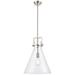 Newton Cone 14" Brushed Satin Nickel LED Stem Hung Pendant With Clear