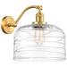 Bell 12" Satin Gold LED Sconce With Clear Deco Swirl Shade