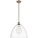 Ballston Bristol Glass 16" Brushed Brass Pendant With Clear Shade