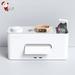 WFSHOP Multifunctional LED Lamp Bedside Table Storage Box Tissue Box w/ USB Plastic in White | 5.3 H x 11 W x 3.8 D in | Wayfair O-6
