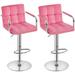 Wade Logan® Branislava Swivel Adjustable Height Bar Stool Upholstered/Velvet/Metal in Pink | 21 W x 19.5 D in | Wayfair