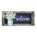 Evergreen Enterprises, Inc Welcome Hanging Mason Jar Sassafras Switch 22 in. x 10 in. Non-Slip Outdoor Door Mat in Blue/Green/White | Wayfair