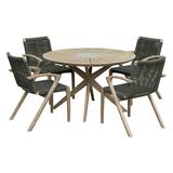 Sachi and Brielle Outdoor 5 Piece Light Eucalyptus and Concrete Dining Set