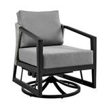Armen Living Palma Gray Wicker and Black Aluminum Outdoor Patio Swivel Glider Chair
