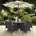 Modway Convene 7 Piece Outdoor Patio Dining Set in Espresso Mocha