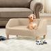 Beige Rectangle Pet Sofa with Movable Cushion Wood Style Feet