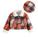 JDEFEG Toddler Girls Coats Toddler Boys Girls Coat Jacket Plaid Long Sleeve Kids Outerwear Hat Set Toddler Girl Winter Coats 4T Cotton Blend Orange 6Y