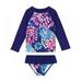 2-8T Kids Toddler Girls Swimsuit Rashguard Set Summer Beach Breathable Tankini with UPF 50+ Sun Protection - Navy Daisy