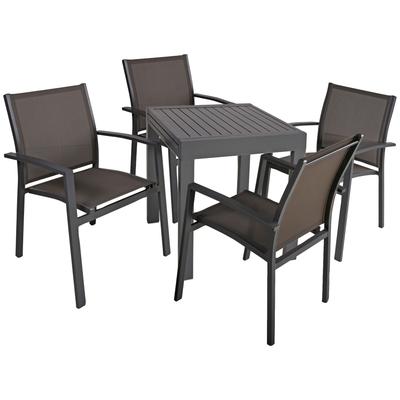 Garten-Essgruppe GARDEN PLEASURE "ELENA", grau (anthrazit, anthrazit, anthrazit), B:165cm H:89cm T:330cm, Aluminium, Kunststoff, Sitzmöbel-Sets, mit ausziehbarem Tisch Image