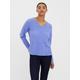 V-Ausschnitt-Pullover VERO MODA "VMCREWLEFILE LS V-NECK BLOUSE NOOS" Gr. XS, blau (jacaranda melange) Damen Pullover V-Pullover