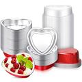 50 Set 9 oz Heart Shaped Cake Pans 5.4 Inch Heart Aluminum Foil Cupcake Pans with Lids Disposable Dessert Baking Cups Pans for Mother's Day Wedding Birthday Valentine Parties (Red)