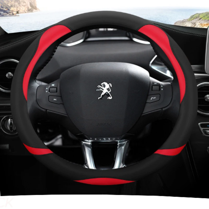 Housse de volant de voiture en cuir microfibre, accessoires automobiles pour Peugeot 208 2012 ~ 2018 Peugeot 308 2014 ~ 2021 2008 2013 ~ 2018