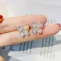 JUWANG-Boucles d'Oreilles Papillon en Or Blanc Bijoux Exquis Meilleur Cadeau d'Anniversaire