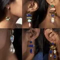 Boucles d'oreilles baroques de luxe pour femmes bijoux d'oreille colorés géométriques