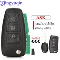 Jingyuqin-Clé télécommande à 3 boutons 315/433MHz ASK ID60 pour Ford Kuga C-Max Focus Fi.C.