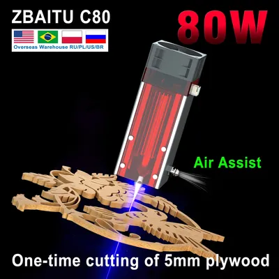 ZBAITU – Module de graveur Laser 40/80W tête à deux Diodes assistance à Air intégrée pour Machine