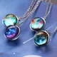 Collier pendentif double face Nebula Galaxy cliquets planète verre image d'art déclaration