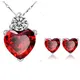 Ensemble de bijoux Sweet love pour mariage collier pendentif en cristal rouge boucles d'oreilles