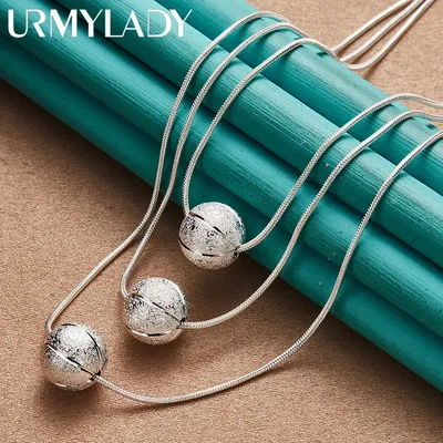 URMYLADY-Breloque perle ronde conviviale rée en argent regardé 925 pour femme collier JONecklace