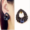 Boucles d'oreilles en pierre naturelle pour femmes grandes noires et bleues bijoux en or Style