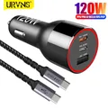 URVNS-Chargeur de voiture USB Type-C 120W PD 100W & PD 30W & SCP 22.5W/QC 30W charge rapide pour