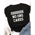 No One Cares-T-shirt imprimé à manches courtes et col rond pour femme t-shirt pour femme vêtements