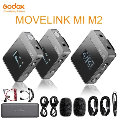 Godox MoveLink – Microphone Lavalier sans fil M1 M2 2.4GHz double canal avec réduction de bruit