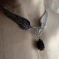 Collier pendentif ailes d'ange plaqué argent gothique pour hommes et femmes Halloween fête de