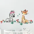 Autocollants muraux d'animaux mignons pour chambre d'enfant éléphant zèbre girafe décoration de