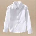 Chemises blanches pour enfants filles uniforme d'étudiant Blouse en coton à manches longues