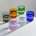 Verre à bière en verre de 200ML couleurs créatives tasse à bière à rayures verticales résistant à