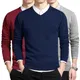 Pull en coton à manches longues pour homme vêtement d'extérieur col en V marque de mode coupe