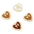 Breloques en forme de cœur en émail couleur or métal multicolore pendentif de perles pour la